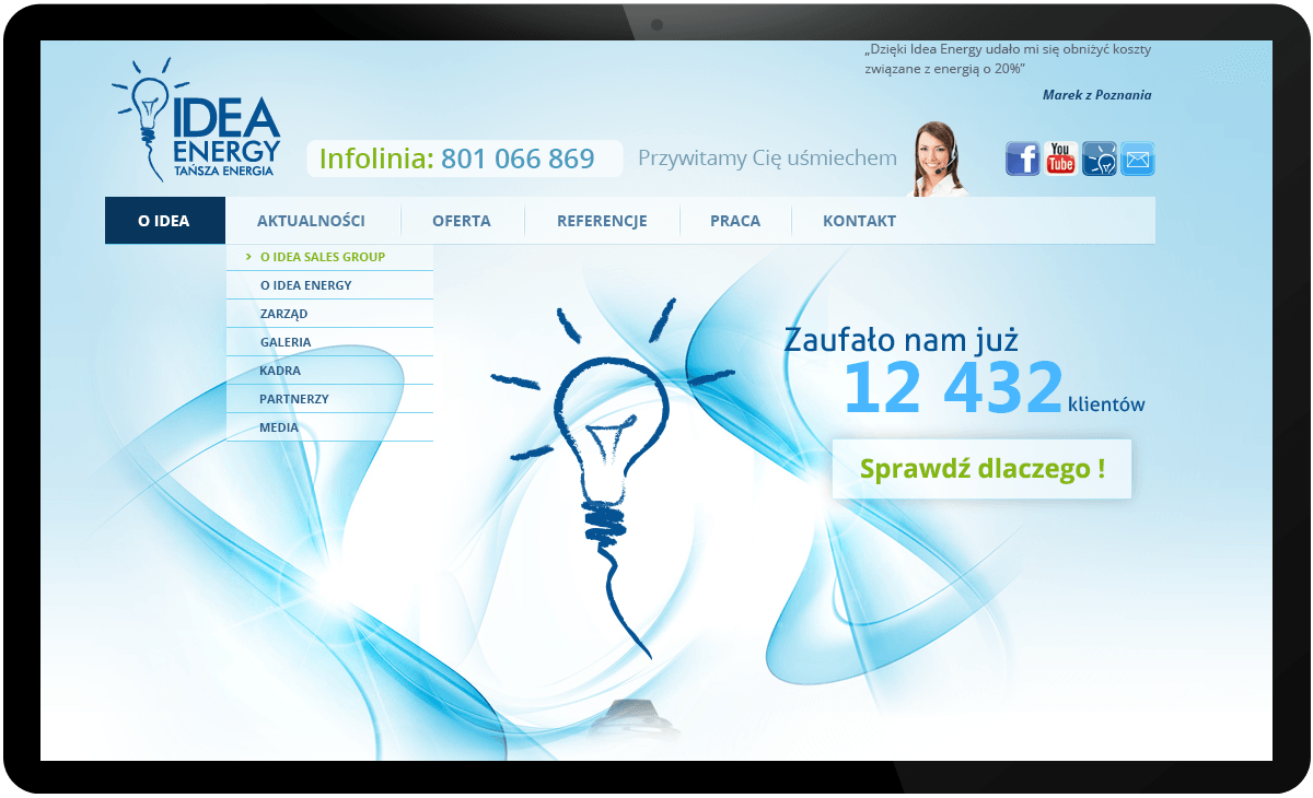 projekt strony internetowej dla ideaerengy 