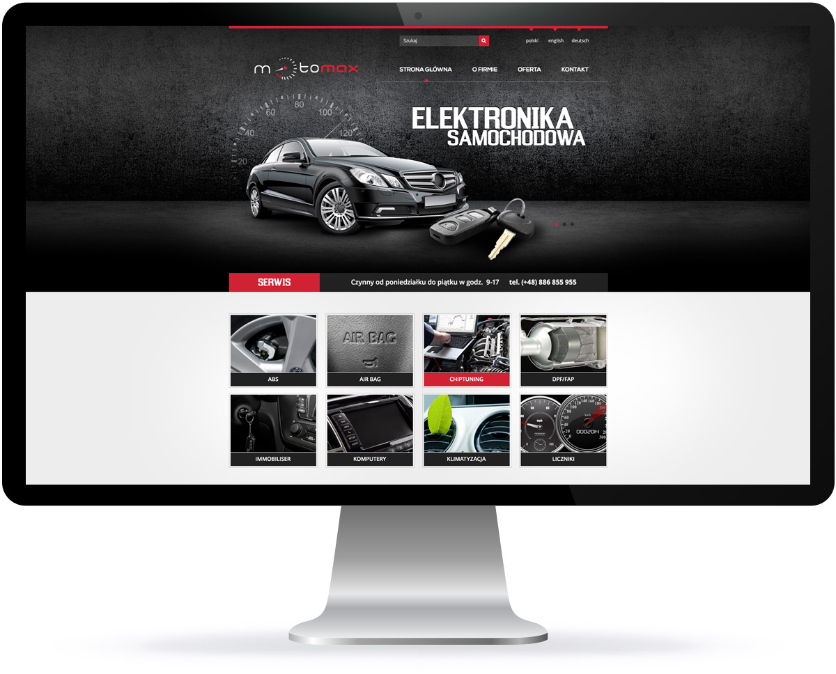 projekt strony internetowej firmy motomax