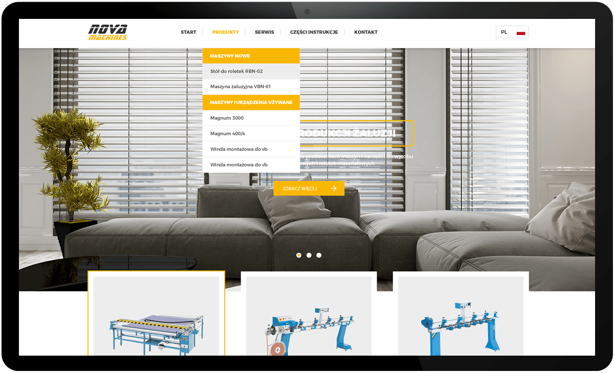 projekt strony internetowej nova machines
