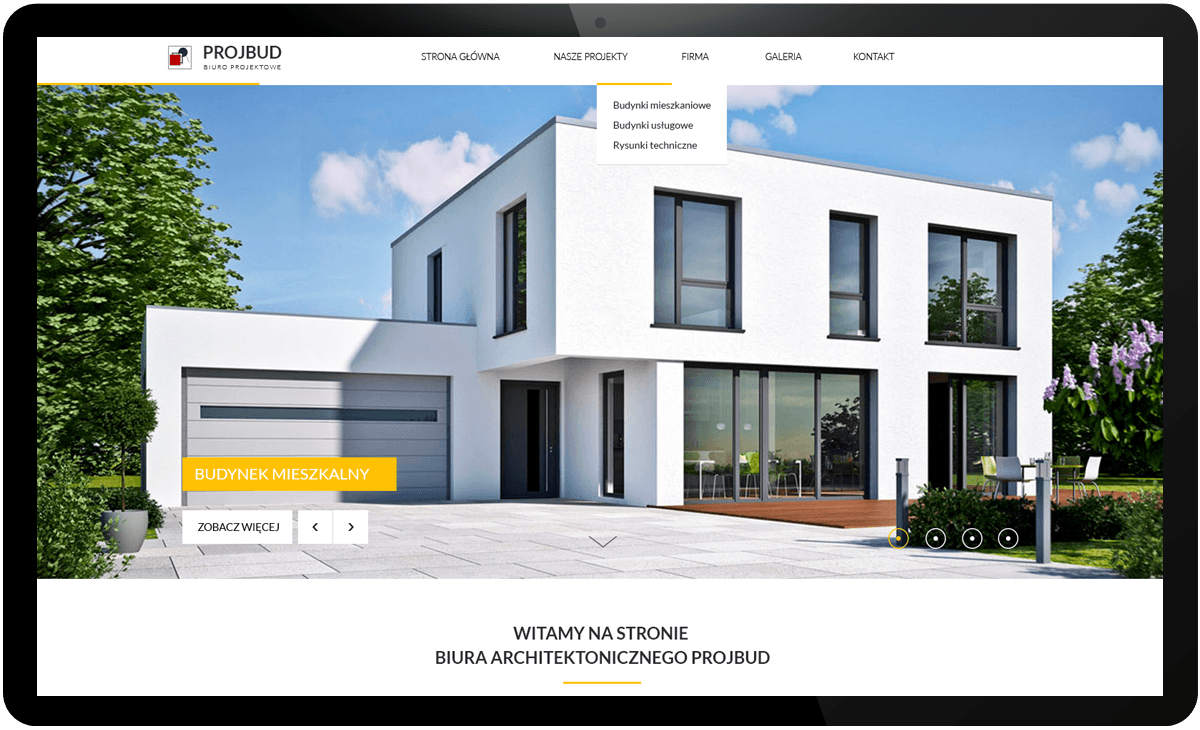 projekt strony internetowej biura projektowego projbud
